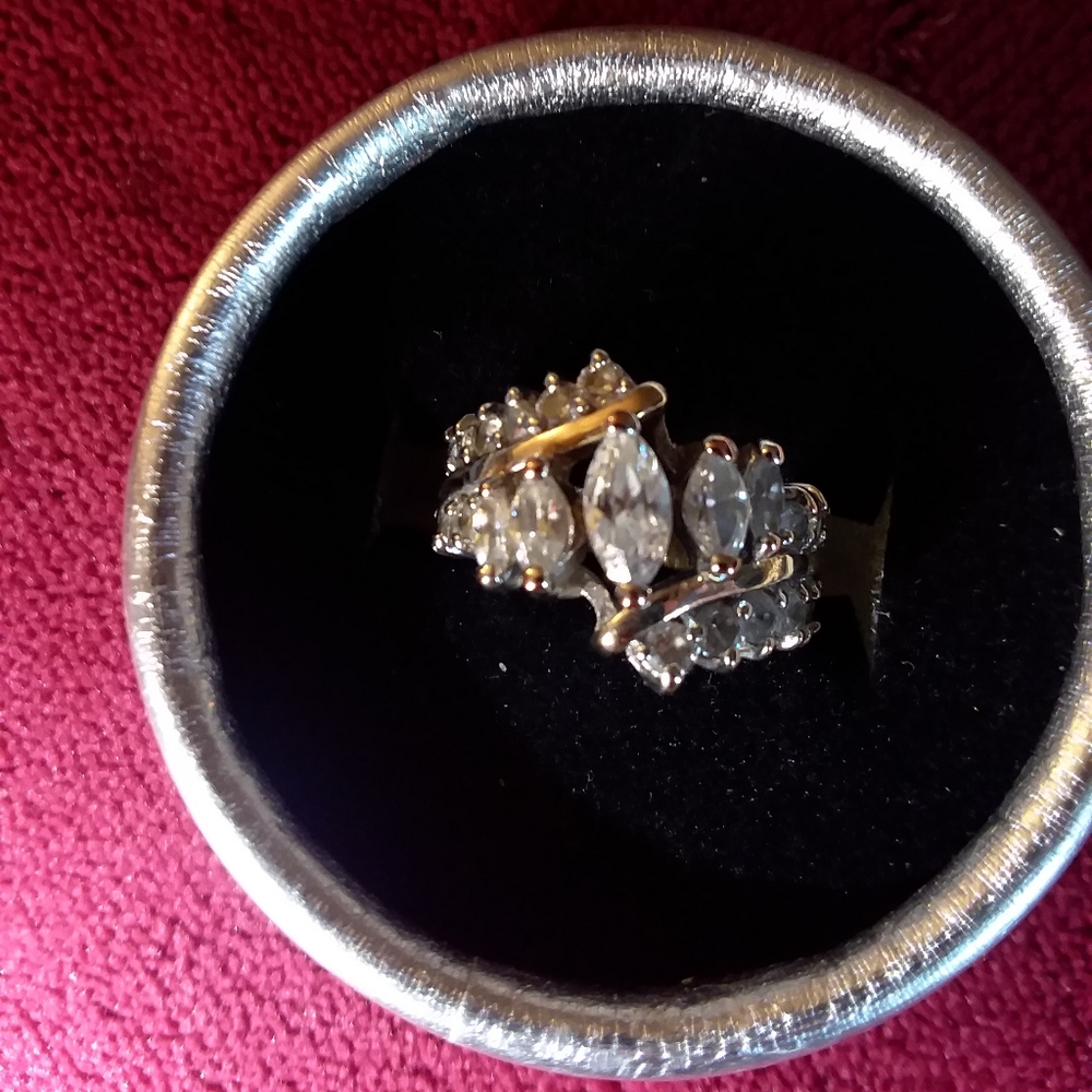 Size 5 Estate 925 Vermeil Gold Gemstone Ring